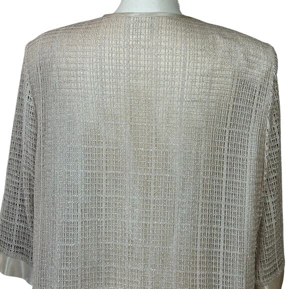 R&M Richards Evening Top Sze 22 WP Shimmery Cream Sheer Lined Classic Eventwear - Picture 3 of 13